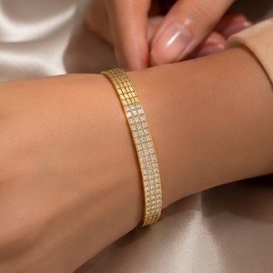 22K Gold Diamond Studded Bracelet <b>for</b> <b>Men</b> and Women Luxury Designer Hand Bracelet Elegant Wedding Jewelry Gift - Product Image 6