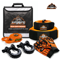Kit de récupération tout-terrain : Sangle de récupération, Sangle de remorquage, Extension de treuil, Sangle de protection d'arbre, Bloc de récupération de treuil, Poulie, Sac amortisseur pour camion 4x4