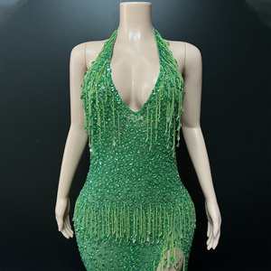 Novance Y4545 Prodotti di Tendenza, Abiti <span class=keywords><strong>da</strong></span> Sera Verdi con Frange di Strass Scintillanti per Donne, Elegante Vestito per <span class=keywords><strong>Cerimonia</strong></span> di Laurea - Product Image 4