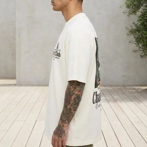 Camiseta Gráfica para Hombre Estilo Y2K, Estampado Gótico Moderno, Algodón Grueso, Estilo Urbano, Hombros Caídos, Corte Holgado - Product Image 3