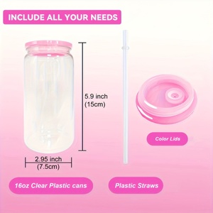 Bicchieri in Plastica Acrilica Colorati da 500ml (16oz) con Coperchio e Cannuccia per Bibite Ghiacciate, Caffè Freddo e Bubble Tea - Product Image 2