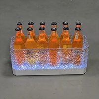 Seau à glace LED multicolore, capacité 12 bouteilles, refroidisseur de vin et de bière en plastique pour bar, club, fêtes et événements