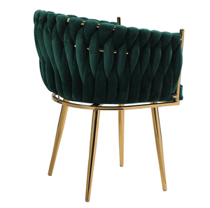 Обеденные стулья для дома и коммерческого использования, в стиле лёгкой роскоши, с металлическими ножками и обивкой из вельветовой ткани. - Product Image 4