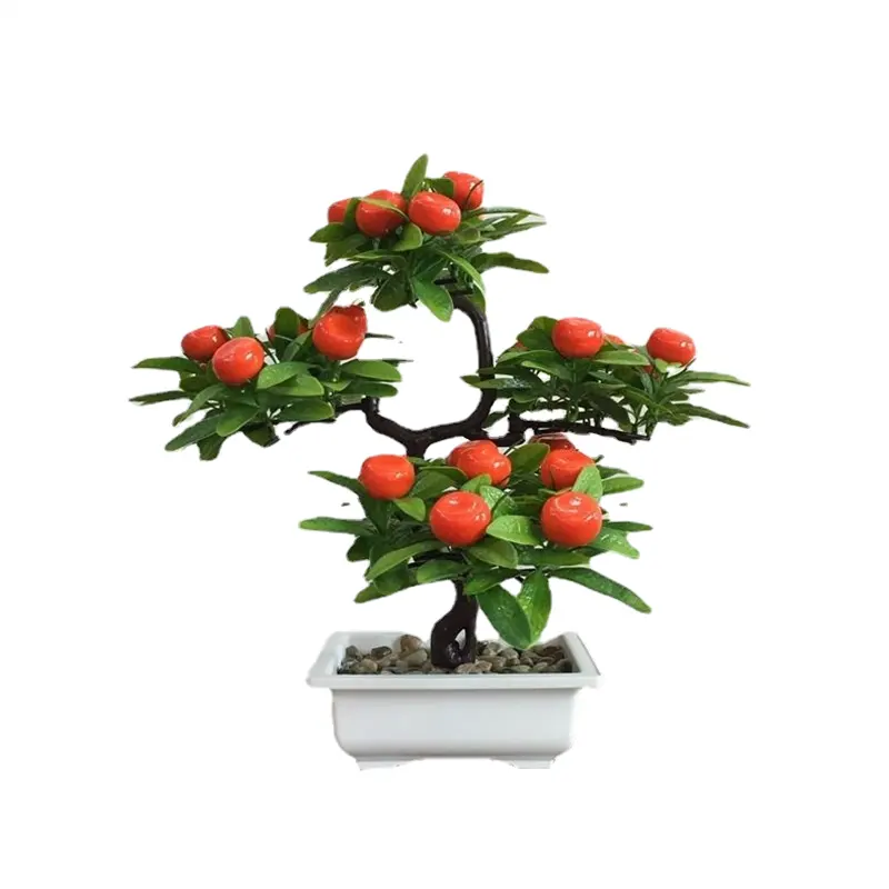 Gift simulation flower fruit pot plastic plant bonsai set home living room decoration