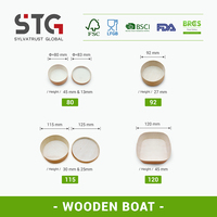 Boîte ronde en bois de peuplier mini 80 mm, boîte à bento écologique, boîte à fromage, emballage cadeau, approuvée par la FDA, sans danger pour le contact alimentaire