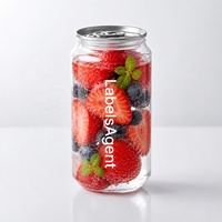 Boîtes en PET transparentes avec impression de logo personnalisée, motifs imprimés, avec anneau de traction, pour sodas, canettes en plastique avec couvercles en aluminium