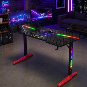 Bureau de jeu portable RGB, cadre en MDF, plateau en nid d'abeille de 18 mm, table de jeu LED USB 5V avec porte-gobelet, crochet pour casque, ordinateur PC - Product Image 2