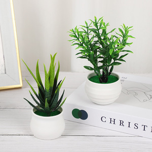 Plantes vertes artificielles en plastique Yiwu Datuo Florist, en pot, pour décoration de bureau intérieur, style nordique, 7x14 cm - Product Image 3