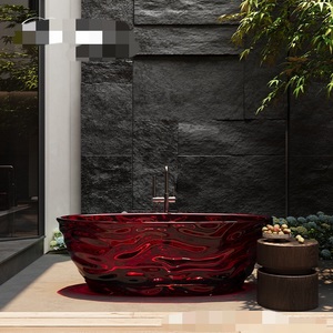 Bañera de resina transparente Cristal de color Hogar Independiente Pequeño Plano Fino Borde Ganso Círculo Bañera - Product Image 4