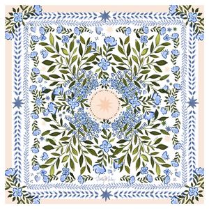 Tappetino da Mahjong floreale azzurro acquerello con regole pre-stampate e base antiscivolo - Product Image 1