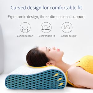Oreiller cervical en <span class=keywords><strong>mousse</strong></span> à mémoire <span class=keywords><strong>de</strong></span> forme orthopédique moderne pour les dormeurs latéraux, soutien du cou et des épaules, respirant, antistatique, à récupération lente - Product Image 2
