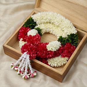 <b>Artificial</b> <b>Flower</b> Mala Red White Floral Garland for Wedding Ceremony Temple Pooja Festival Decoration Traditional <b>Flower</b> - Product Image 4