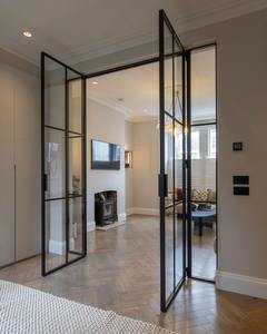 Portes doubles en acier modernes à profil solide W40 pour hôtels Isolateur haute performance Métal horizontal magnétique à rupture thermique - Product Image 3