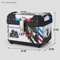 Top case de moto en plastique PP, coque rigide, coffre arrière 42 x 36 x 33 cm, verrouillable, avec poignées pour le transport
