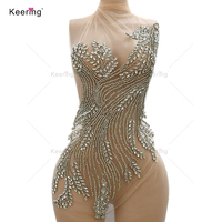 Vente en gros usine WDP-660 Applique de corsage perlée en strass de cristal de luxe pour la décoration de robes de mariée