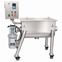 Mélangeur à ruban horizontal de petite capacité en acier inoxydable 304, mélangeur de poudre industriel avec panneau de commande, moteur à induction 2 kW