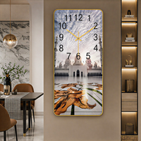 Horloge murale d'architecture islamique encadrée en PVC, horloge verticale Kaaba, art de la mosquée, décoration pour salle de prière, salon, hôtel