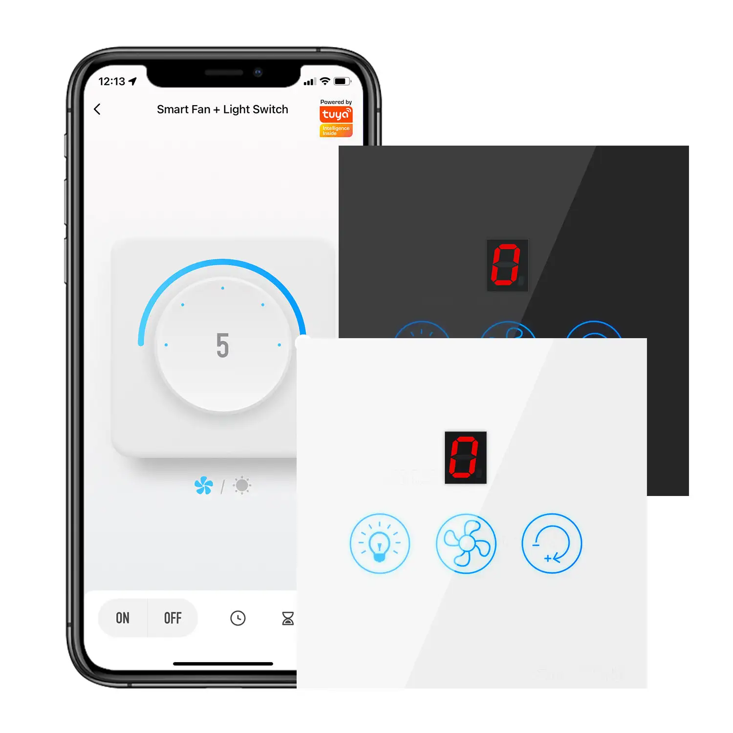 Controllo della velocità digitale App elettrica ventilatore lampada da soffitto EU Tuya Smart WiFi Switch con Alexa Google Home Smart Life