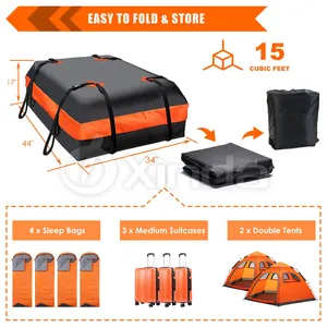 Custom Waterproof Rooftop Cargo Bag Tarpaulin Offroad Camping 15 Cubic Feet Car Roof Top Bag