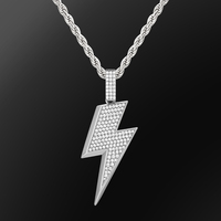 Pendentif éclair pour femme KRKC, forme de flash, métal, serti de pierres, pendentif éclair, pendentif tonnerre, plaqué or 18 carats