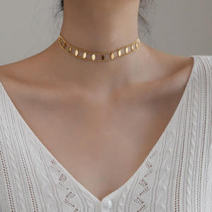 Collier pendentif marquise doré en acier inoxydable avec chaîne à maillons pour femme, bijoux de mode - Product Image 4