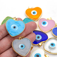 Nouveau Pendentif en Or 18 carats Plaqué Or, Cœur en Verre Soufflé, Breloque Mauvais Œil pour la Fabrication de Colliers et la Décoration, Vente en Gros