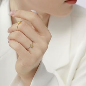 Dylam New Arrival Minimalist Women Jewelry Manufacturer OEM ODM 18K Gold <b>Thin</b> Tiny Chic Oval Yellow Diamond Zircon <b>Rings</b> - Product Image 2