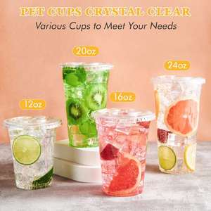 Vasos Desechables Ecológicos de Plástico PET Transparente de 12oz de la Marca Fuling Plastics OEM, con Tapas para Granizados y Helados, Impresión de Logotipo Personalizado - Product Image 4