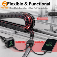 Adaptateur double prise blanche vers USB-A et Type-C, faisceau isolé en PVC avec gaine tressée en cuivre OFC pour extension USB de véhicule