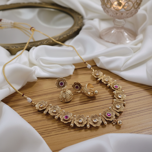 Gold Plated Pota Stone and <b>Pearl</b> Necklace <b>Set</b> 10574076 Fine Jewelry Collection - Product Image 3