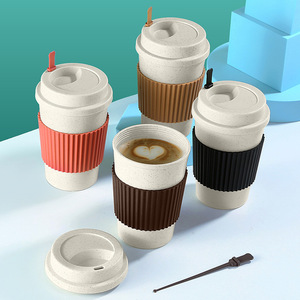 Eco-Friendly Wheat Straw Coffee Cup 390-500ml Insulated Portable Outdoor <b>Drinkware</b> - Product Image 2