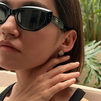 Boucles d'oreilles en acier inoxydable pour femmes, petites, brillantes, luxueuses, avec cristaux, tendance, accessoires imperméables en PVD 18K, bijoux à la mode pour dames
