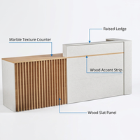 Bureau d'accueil moderne de luxe en bois - Mobilier commercial écologique et durable pour hôtels, supermarchés, centres commerciaux avec bande lumineuse