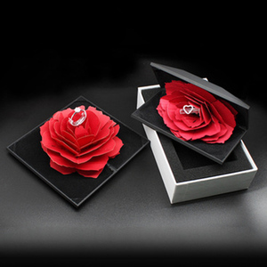Saint-Valentin Rotatif Rose Bague Cadeau Boîte Or Rose Personnalisé Bijoux Boîte D'emballage - Product Image 5