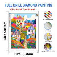 Peinture Diamant Rectangulaire Faite à la Main avec Motif Maison de Campagne de Dessin Animé, Kit de Points de Cristal sur Tissu pour Débutants, Décoration Murale