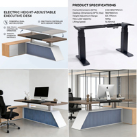 Bureau de direction électrique de luxe à double moteur, réglable en hauteur (625-1175 mm), avec contrôleur de mémoire, pour PDG