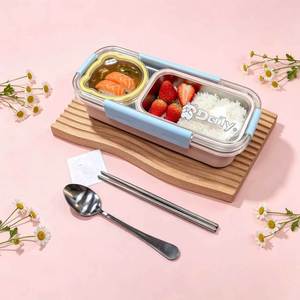 Boîte à lunch en acier inoxydable 304 à compartiments indépendants et hermétiques, grande capacité, qualité alimentaire, avec cuillères et baguettes - Product Image 2