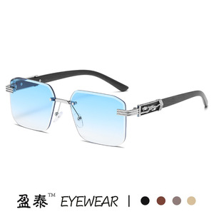 Yingtai Eyewear Beveled <b>Square</b> Frameless Sunglasses Metal <b>Frame</b> UV400 Protection Unisex Fashion Sunshades - Product Image 5