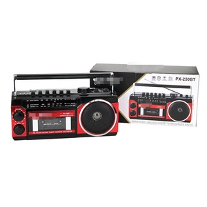 เครื่องเล่นเทปคาสเซ็ทสไตล์เรโทร PX-250BT พร้อมบลูทูธ USB SD การ์ด AM FM SW มัลติแบนด์ บันทึกเสียงได้ ลำโพง 10 วัตต์ เสียงดัง ใช้ได้ทั้งในบ้านและนอกบ้าน - Product Image 3