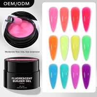 Gel UV de construction pour ongles aux couleurs fluorescentes, personnalisable avec logo, OEM, marque privée, extension d'ongles, gel dur pour ongles