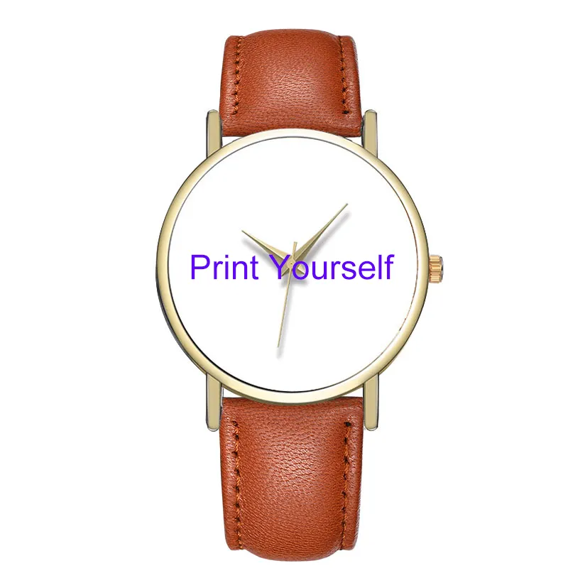 사용자 정의 자신의 브랜드 패션 정품 가죽 시계 OEM 사진 인쇄 손목시계