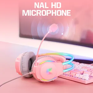 Onikuma X26 RGB E-Sport Ps5 Gaming Headset Spiel LED Kopfhörer 3,5mm kabel gebundene Gaming-Kopfhörer mit Mikrofon Macaron kabel gebundene Kopfhörer