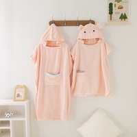 Serviette de bain à capuche en velours corail épais et moelleux de haute qualité, portable, pour enfants et adultes, pour la maison et les voyages