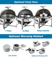 Vente en gros de chauffe-plats ronds en acier inoxydable certifiés CE avec couvercle en verre pour buffet 6L
