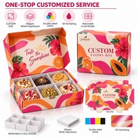 Kotak Kue Buah Tropis Logo Kustom 350gsm Kertas E Flute Putih Karton Lipat Cetak CMYK Dua Sisi Laminasi Glossy