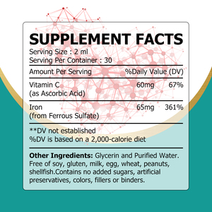 OEM ODM Gotas Líquidas de Hierro Más Vendidas con Hierro Elemental para Hemoglobina, Mejora el Bienestar, Aumenta la Energía, Ayuda a Mantener un Sabor Óptimo Frutal - Product Image 2