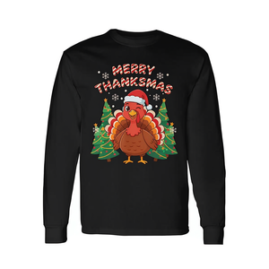Maglietta a maniche lunghe Merry Thanksmas Turkey Santa Thanksgiving - Product Image 2