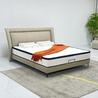Matelas hybride moderne en mousse à mémoire de forme, taille simple, blanc, avec surmatelas, housse amovible, revêtement en cuir, cadre de lit réglable