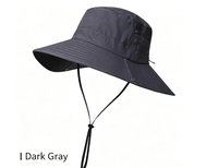 Chapeau Boonie gris foncé, côtés ajustables, sangle de menton réglable, chapeau de pêche pour hommes et femmes, logo personnalisé en gros