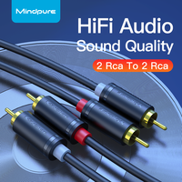 Câble audio Mindpure 2RCA vers 2RCA, câble sonore stéréo plaqué or 2 RCA mâle vers mâle pour amplificateur, haut-parleur HiFi, home cinéma, DVD
